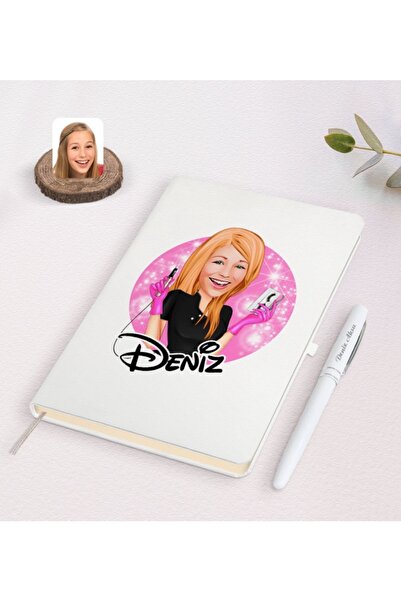 Bk Gift Kişiye Özel Kadın Güzellik Uzmanı Karikatürlü Beyaz Defter Kalem Kupa...
