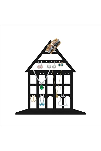 Generic Brand Wooden House Design Earrings Necklace Jewelry Hanger Organizer ...
