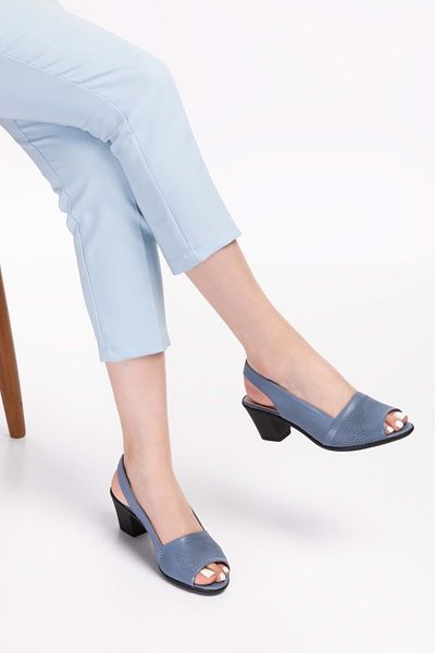 Gondol Pantofi cu toc clasic de damă din piele naturală Vdt.262 - Albastru - 37