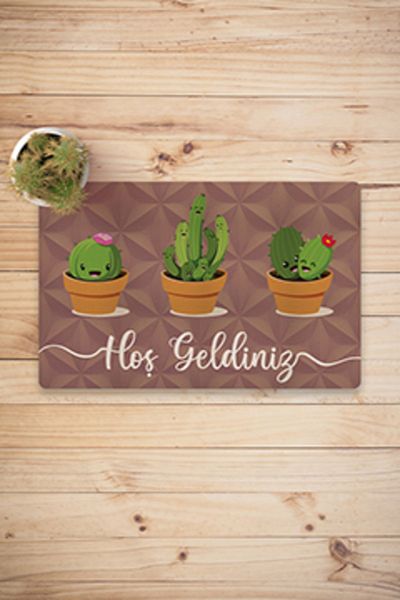 Vagonik Декоративна многофункционална изтривалка за врата Cactus Welcome с дигитален печат, 50x70 см