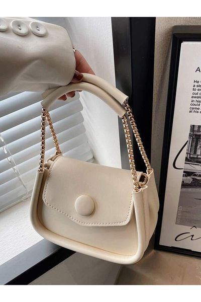 Katusa Cream Chain Baguette Bag