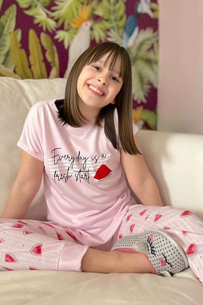 Pijamaevi Set de pijamale pentru fete cu mânecă scurtă cu imprimeu pepene verde