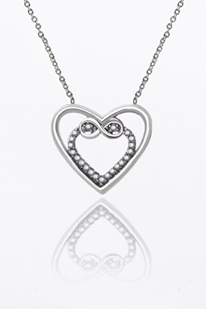Sortie Aksesuar قلادة بتصميم خاص من حجر الزركون مع أشكال القلب والإنفينيتي 006
