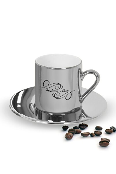 Bk Gift Kişiye Özel Isimli Aynalı Gümüş Türk Kahvesi Fincanı-3