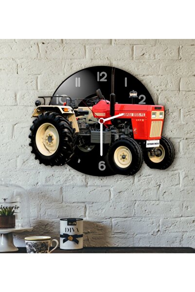 BK Kişiye Özel Traktör Tasarımlı Ahşap Duvar Saati-5