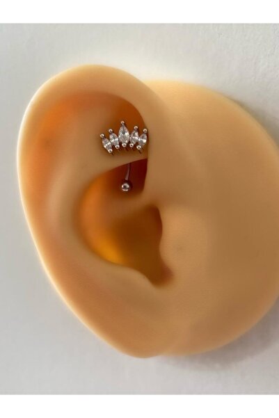 Arescollection Cerrahi Çelik Gümüş Renk Rook Piercing