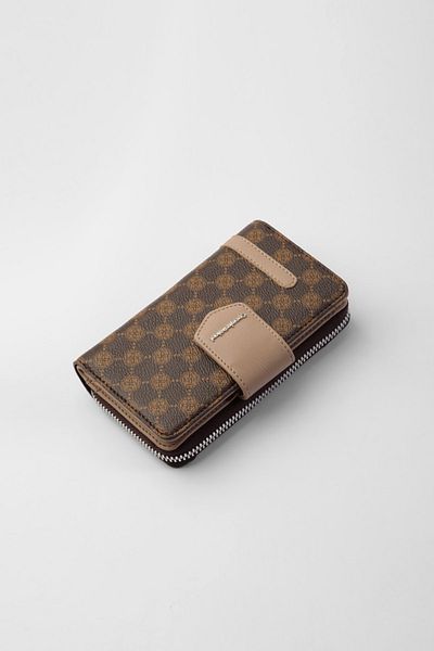 CENGİZ PAKEL Women's Monogram Medium Size Wallet - 65256mp Brown-Mink