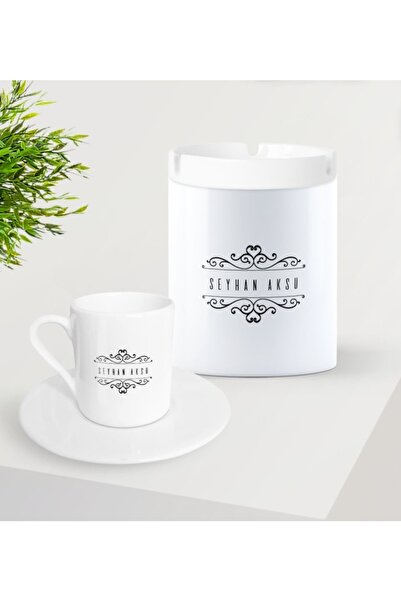 Bk Gift Kişiye Özel Isimli Türk Kahvesi Fincanı Ve Seramik Kül Tablası Seti-9