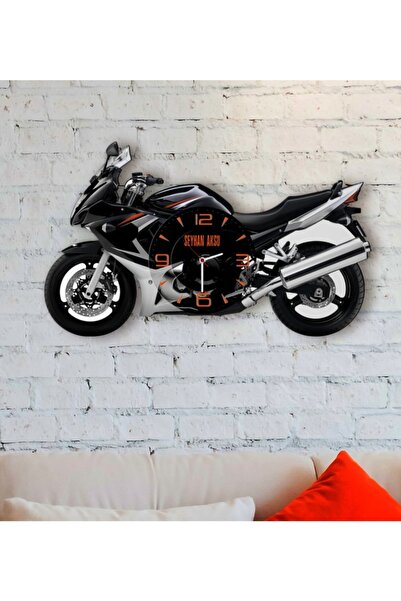 BK Kişiye Özel Motosiklet Tasarımlı Ahşap Duvar Saati-4