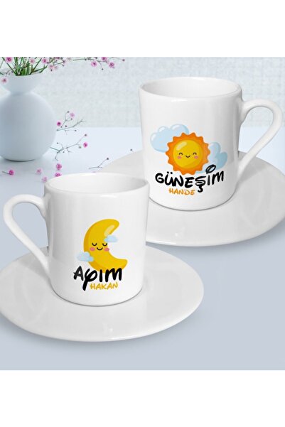 Bk Gift Kişiye Özel Güneşim Ve Ayım Ikili Türk Kahvesi Fincanı Seti-2