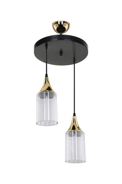 Tuğbasan Aksel 2-Piece Black / Gold Decorative Lampholder Bedroom Living Room Doorway Kitchen Chandelier