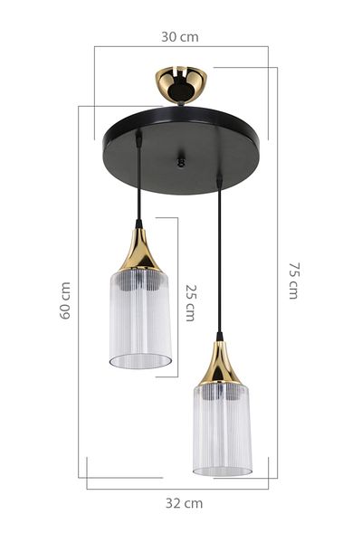Tuğbasan Aksel 2-Piece Black / Gold Decorative Lampholder Bedroom Living Room Doorway Kitchen Chandelier