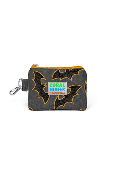 Coral High حقيبة عملات معدنية بنمط الخفافيش باللون الرمادي الداكن للأطفال 21821