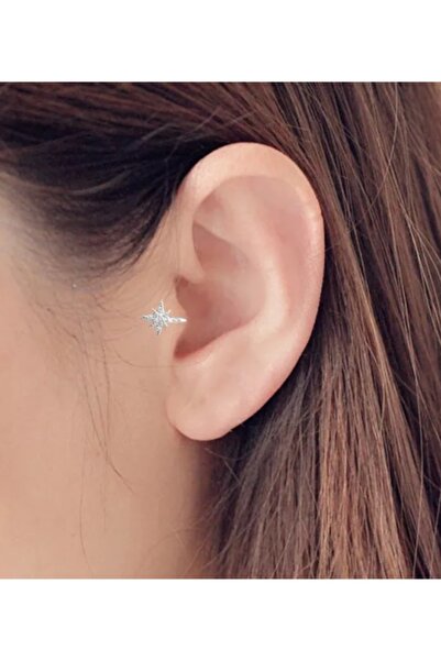 TakıConcept 925 Ayar Gümüş Deliksiz Sıkıştırma Fake Küpe Piercing Hızma