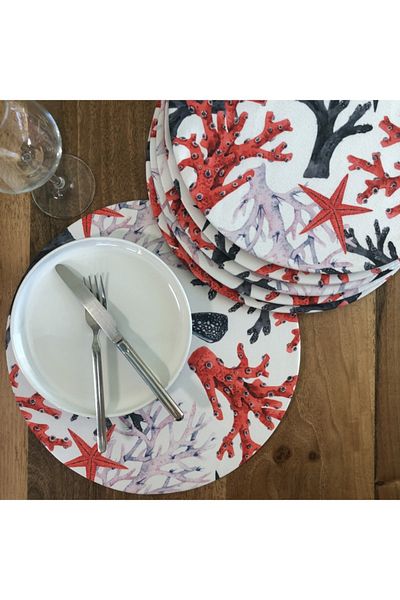 desen izmir American Service, Red Coral Plate (6 Pieces)