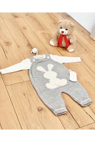 minik ay Rabbit Detailed Badi Gardener Knitwear Jumpsuit