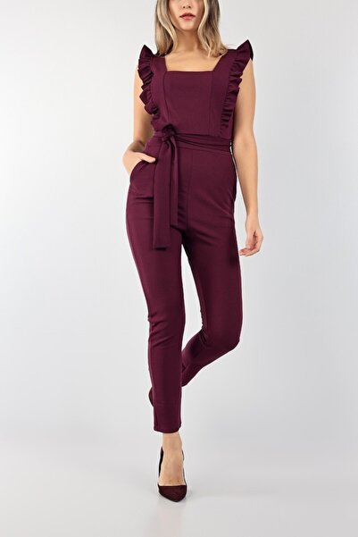 Secret Passion Lingerie Μωβ ελαστικό ύφασμα με βολάν με ζώνη με λεπτομέρεια β...