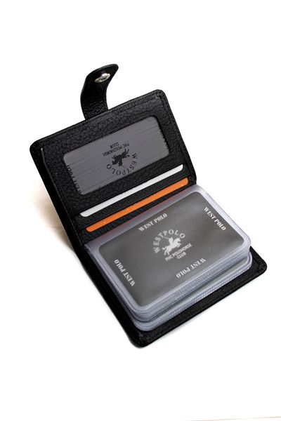 Westpolo Genuine Leather Unisex Wallet Card Holder with Transparent Compartment