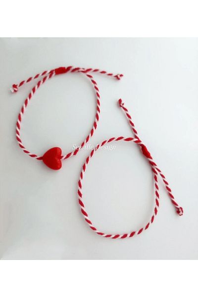 Sewille Design Hand Made سوار Martençka على شكل قلب ومسطح، عبوة من قطعتين