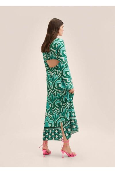 MANGO Woman Desenli Cut-out Detaylı Elbise