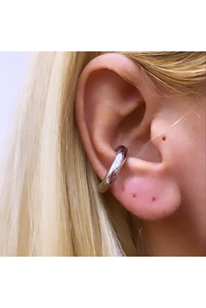 TakıConcept Ear Cuff Çelik Halka Deliksiz Sıkıştırma Küpe Gümüş Renk