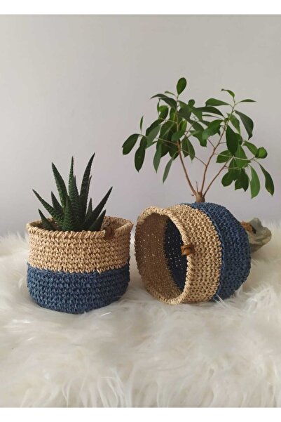 Veneris Design 2’li Hasır Saksı Sepet Saksı Kılıfı