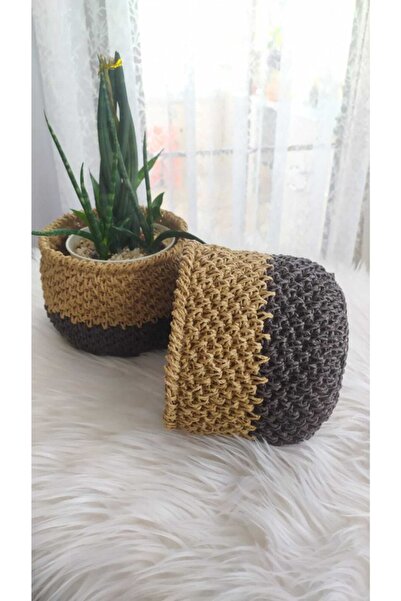 Veneris Design 2’li Hasır Saksı Sepet, Saksı Kılıfı, Çiçeklik