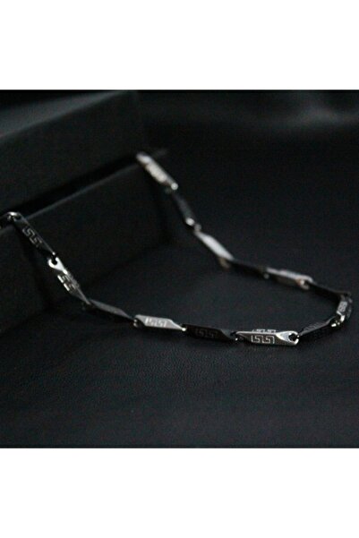 moderntakıdesign Siyah&gümüş Erkek Çelik Kolye