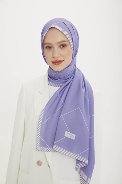 Armine Sport Modal Şal Düz Abstract Desenli 2a - Lila
