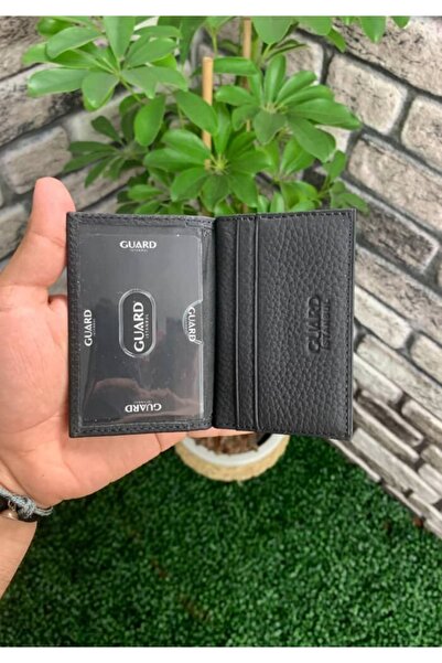 GUARD Hakiki Deri Unisex Mat Siyah Kartlık
