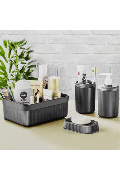 Tabivar Set de baie din plastic din 4 piese Suport perie Organizator pentru săpun