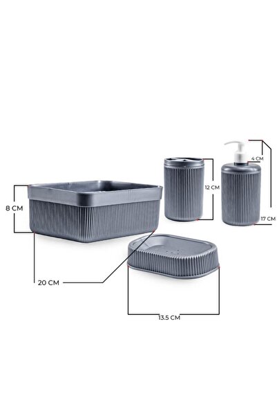 Tabivar 4 Lü Plastik Banyo Seti Fırçalık Sabunluk Organizer