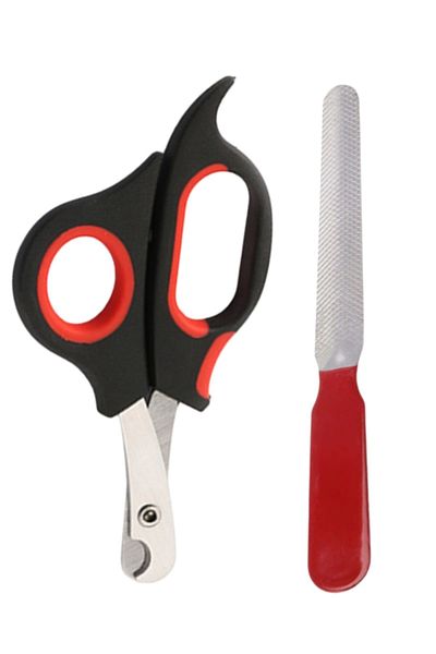 Buffer ® 2 Pieces Pet Nail Clipper and Rasp Set Manicure Pedicure Paw Care Tool Non-Slip Handle