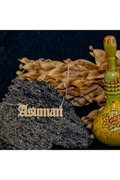 Naz Gümüş Gotik Yazılı Isimli Kolye 925 Ayar Gümüş