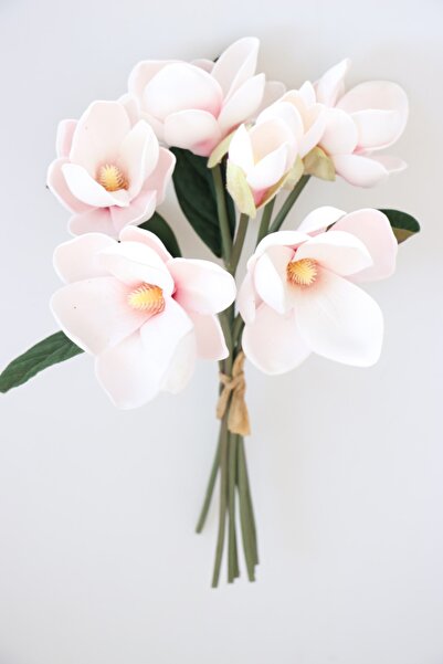 Yapay Çiçek Deposu Yapay Lüx Lateks Manolya Demeti 33 Cm Pudra