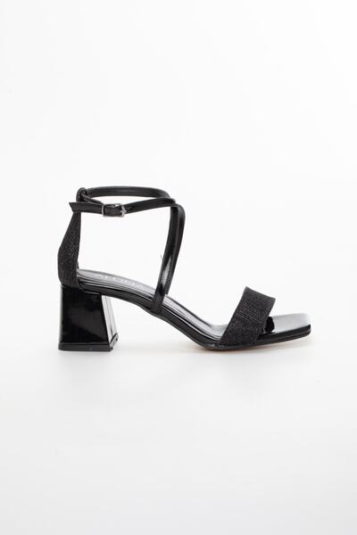 LİLLA Women's Short Heeled Evening Dress Shoes Black