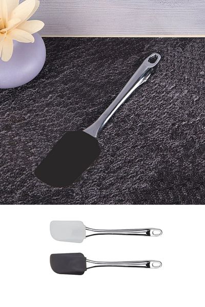 Kazanabil Chrome Plated Silicone Fireproof Spatula 25cm Silver