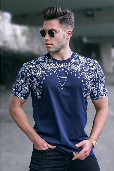 Madmext Tricou albastru bleumarin pentru bărbați 5354