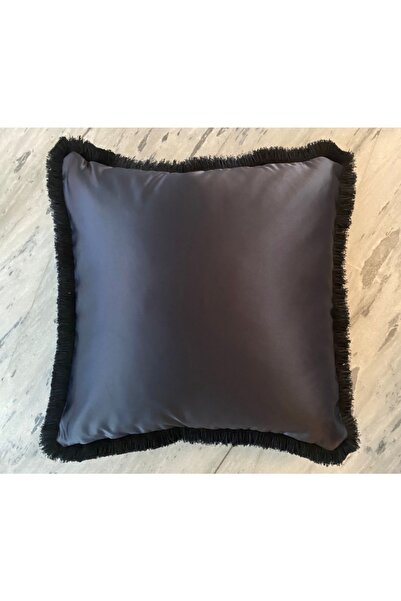 Monaco Siyah Saten Fırfırlı Kırlent 60*60 Cm