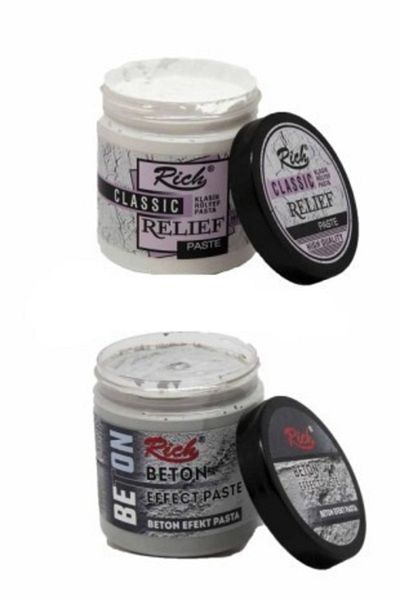 Rich Concrete Paste Gray 250 Cc - 350 Gr + Relief Paste White 250 Cc - 350gr