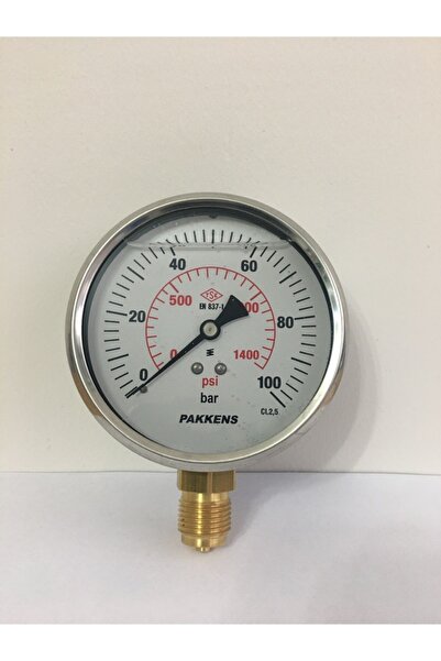 Pakkens 0 100 Bar 100 mm Alttan Bağlantılı Gliserinli Manometre