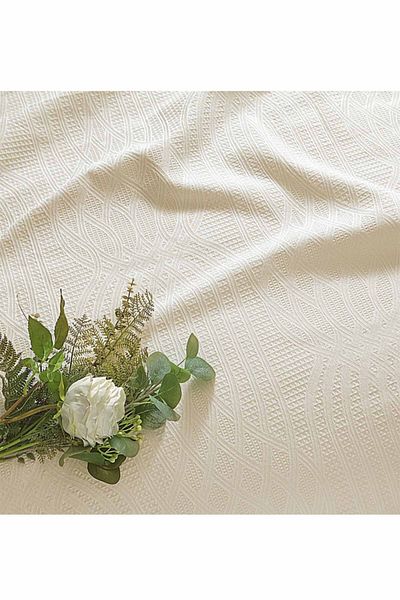 Taç Laguna Ecru Single Jacquard Pique Set