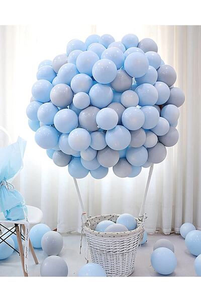Parti dolabı 25 Adet Mavi Makaron Balon Soft Pastel Doğum Günü Balonu