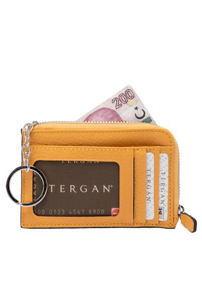 Tergan Yellow Leather Unisex Card Holder 00265h28