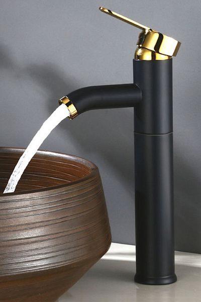 HMS Open Close Bowl Sink Faucet Black Gold
