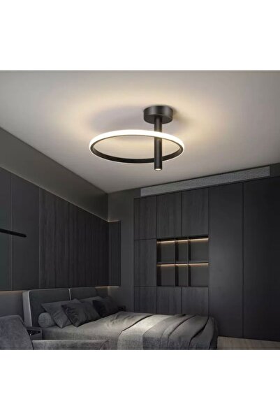 Genel Markalar Modern Led Halka Dışa Işıklı Spotlu Plafonyer Avize Çap.45cm 3...