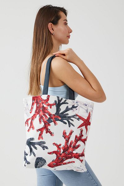 AYSHOME Ays Home Coral Pattern Υφασμάτινη τσάντα ώμου για αγορές