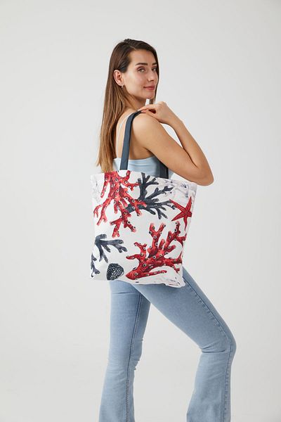 AYSHOME Ays Home Coral Pattern Υφασμάτινη τσάντα ώμου για αγορές