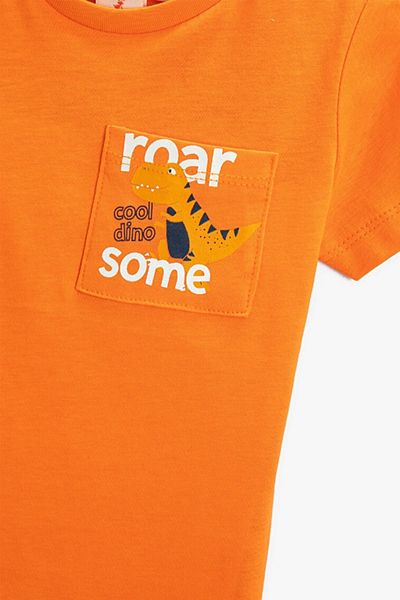 Koton Baby Boy Printed Short Sleeve Orange T-Shirt 2smb10040tk