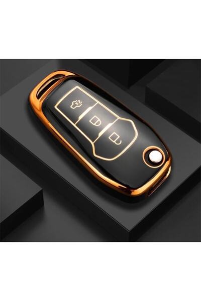 AYZ GARAGE حافظة مفاتيح F O R D مصنوعة من مادة TPU باللون الأسود (PETEK).